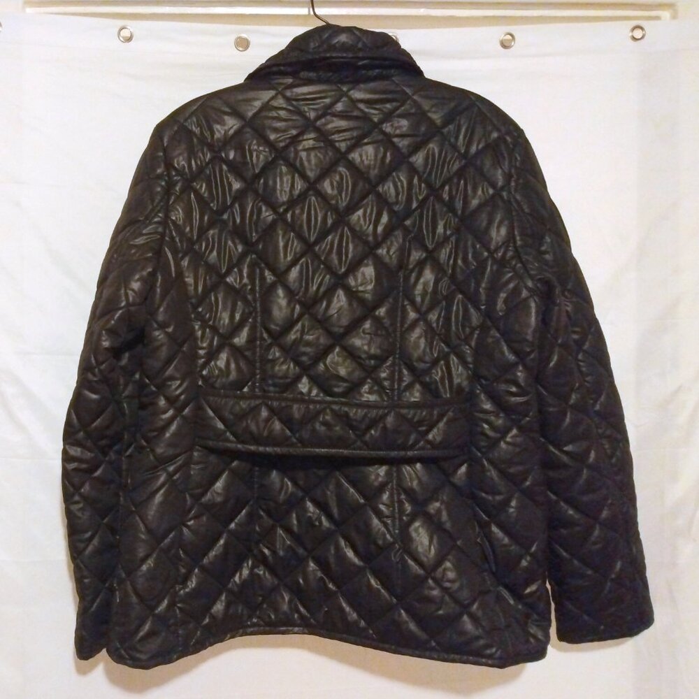 Kate Spade Black Diamond Quilted Coat L Old Money Equestrian Quiet Luxury Preppy - Picture 5 of 9